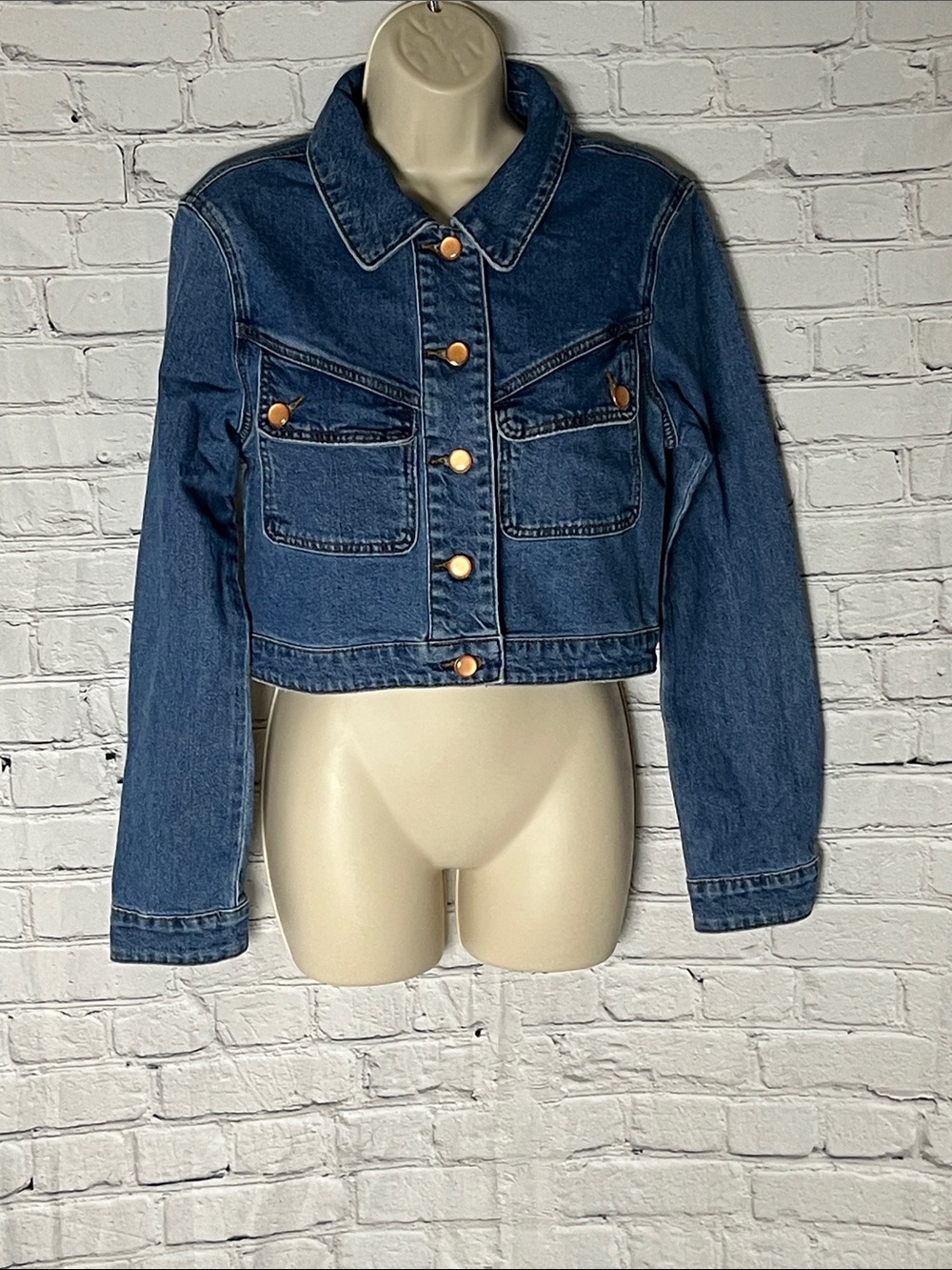 House of Harlow 1960 Blue Denim Jean Jacket with Copper Buttons